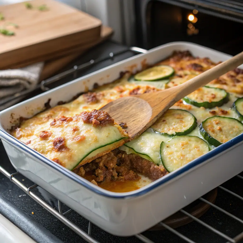Cooking keto lasagna in oven