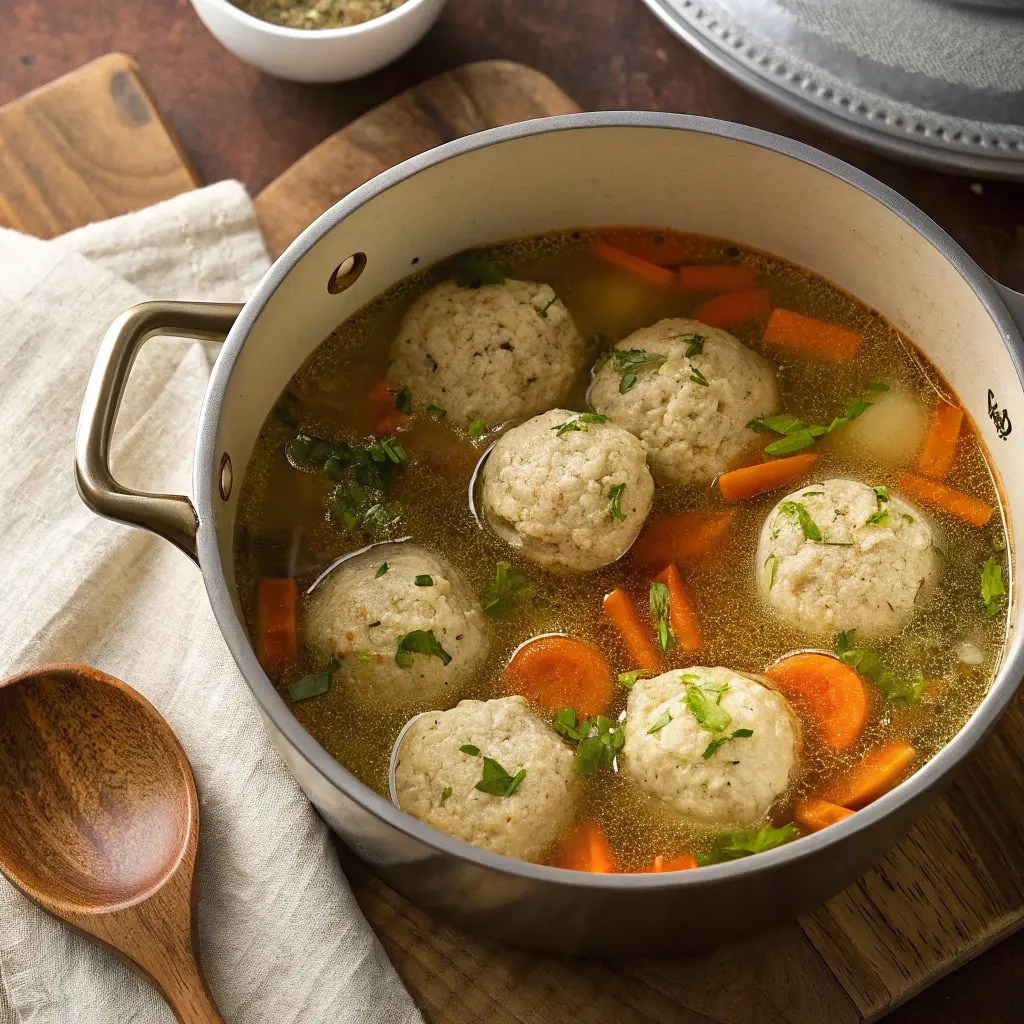 Cooking matzo ball soup