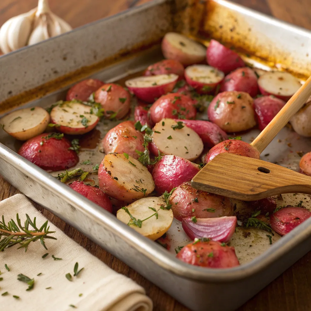 Roasting radishes in the oven