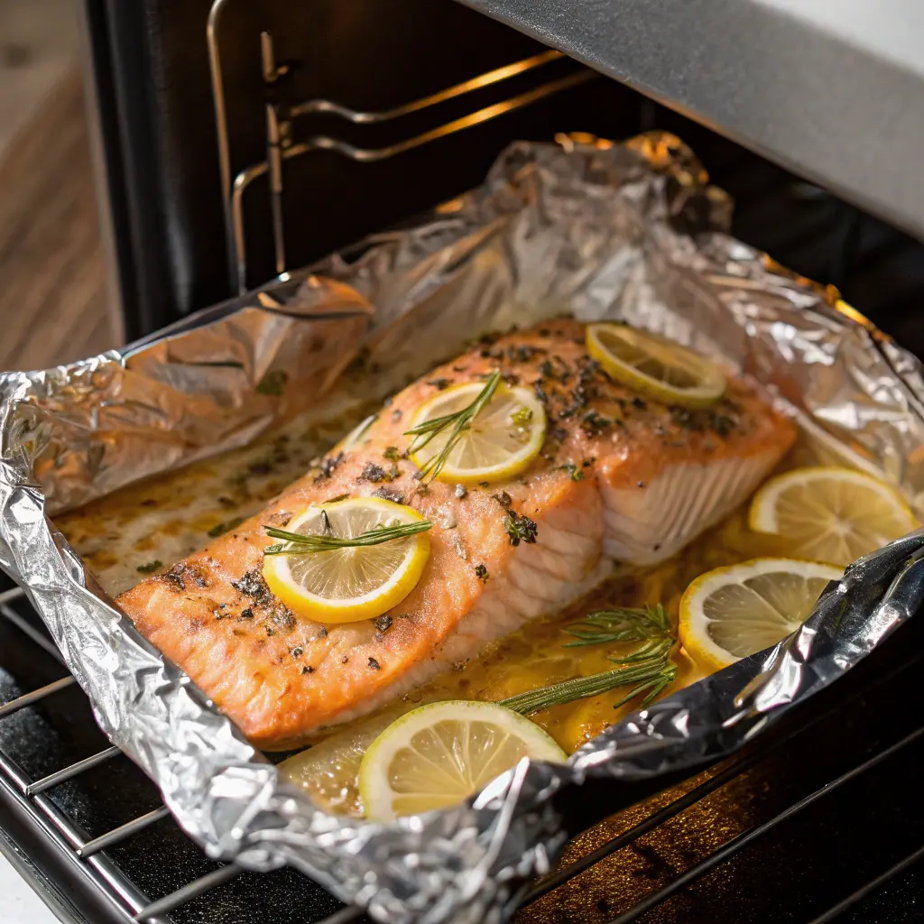 Baked Salmon in Foil Recipe – Healthy Weeknight Dinner 11 Salmon baking in foil