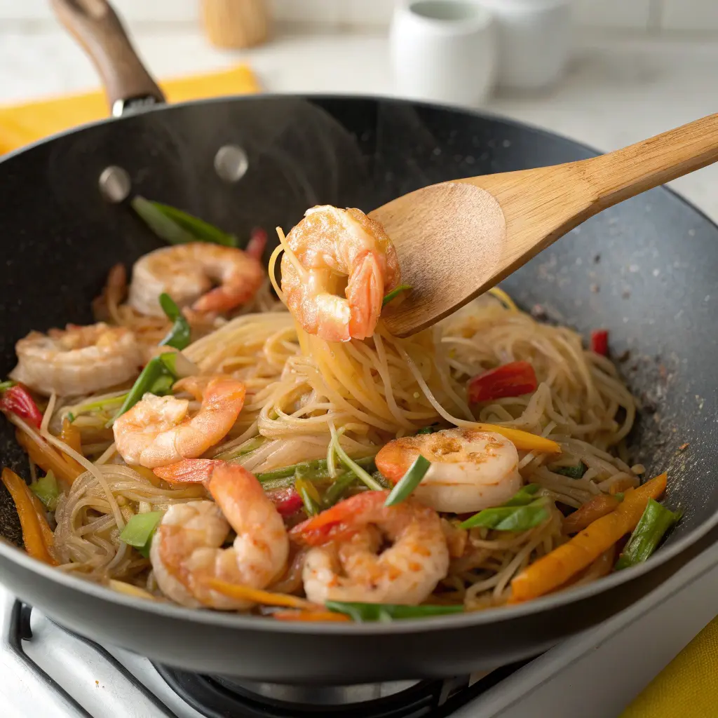 Cooking Shrimp and Glass Noodles
