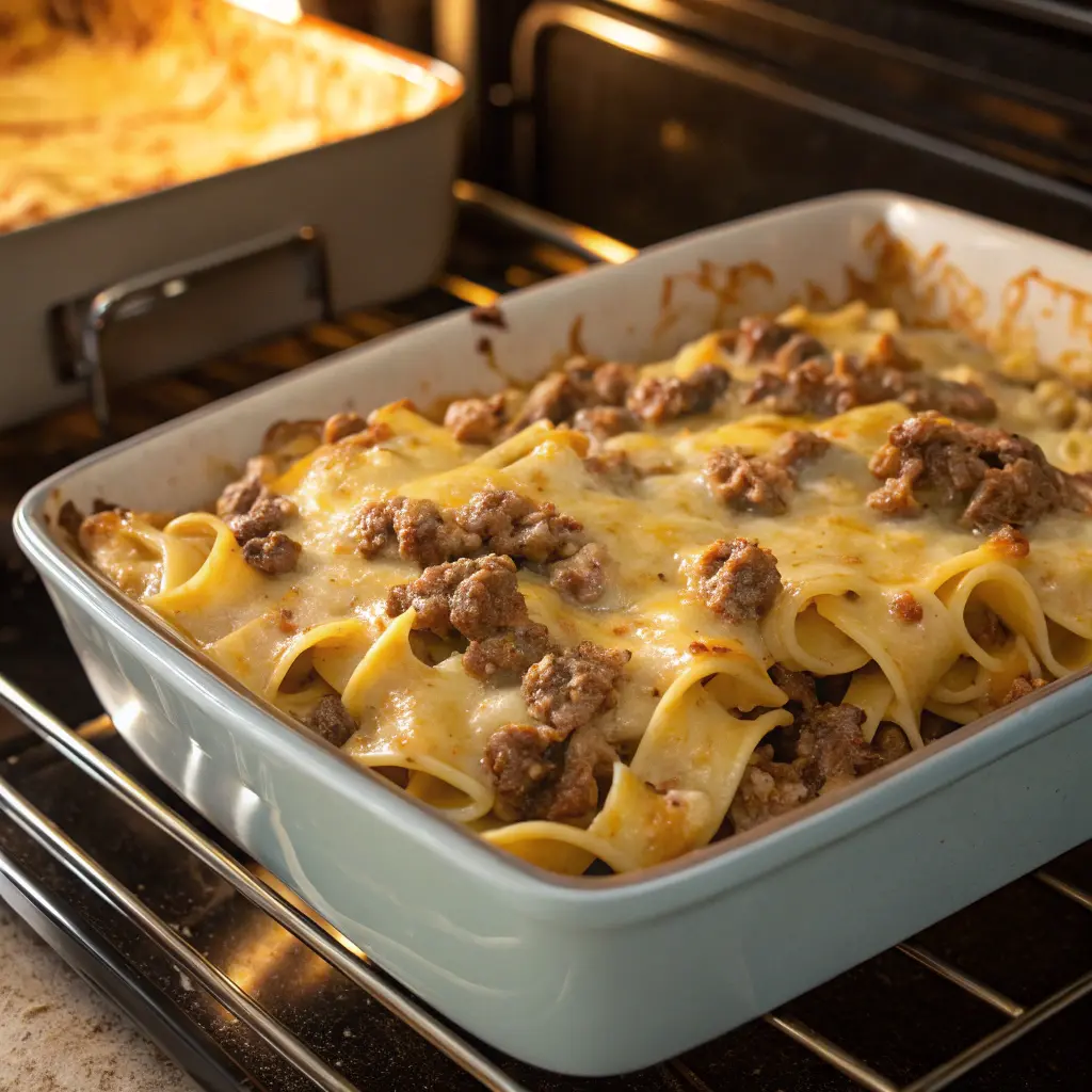 Cooking sour cream beef noodle casserole