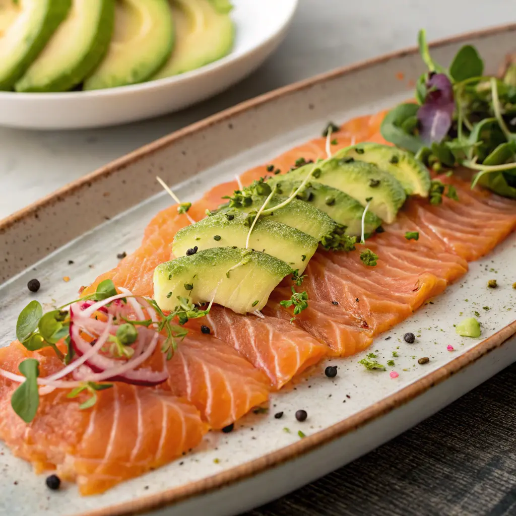 Assembling Salmon Crudo