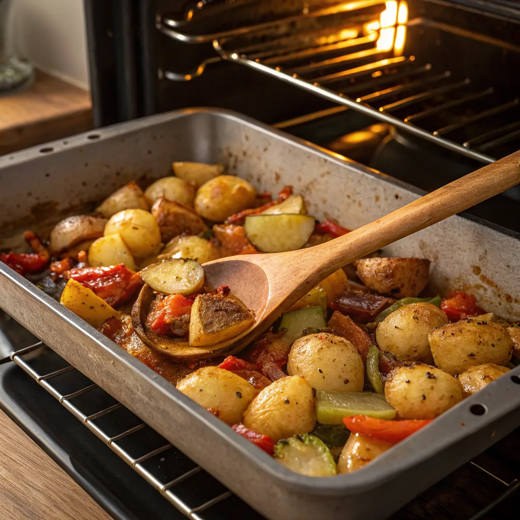 Mid-roasting One Pan Greek Vegetables