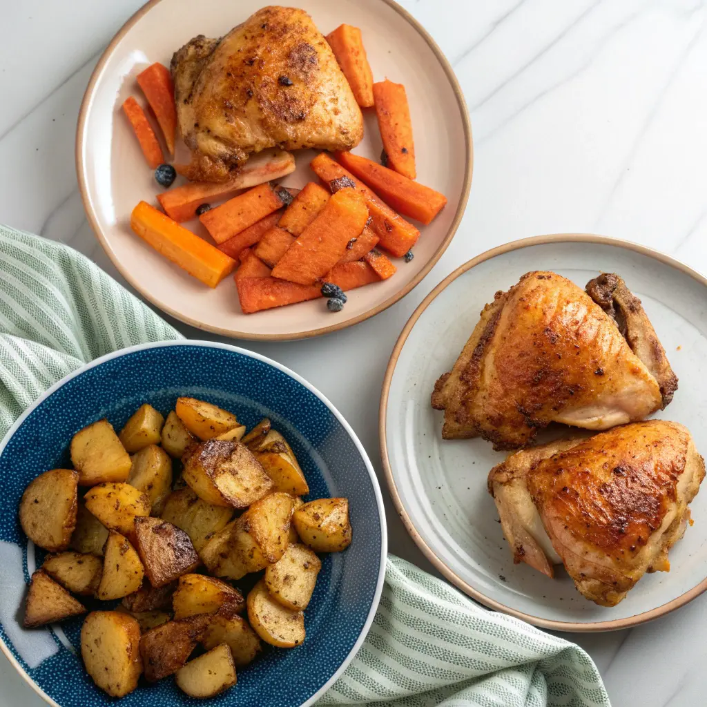 Variations of roasted chicken thighs