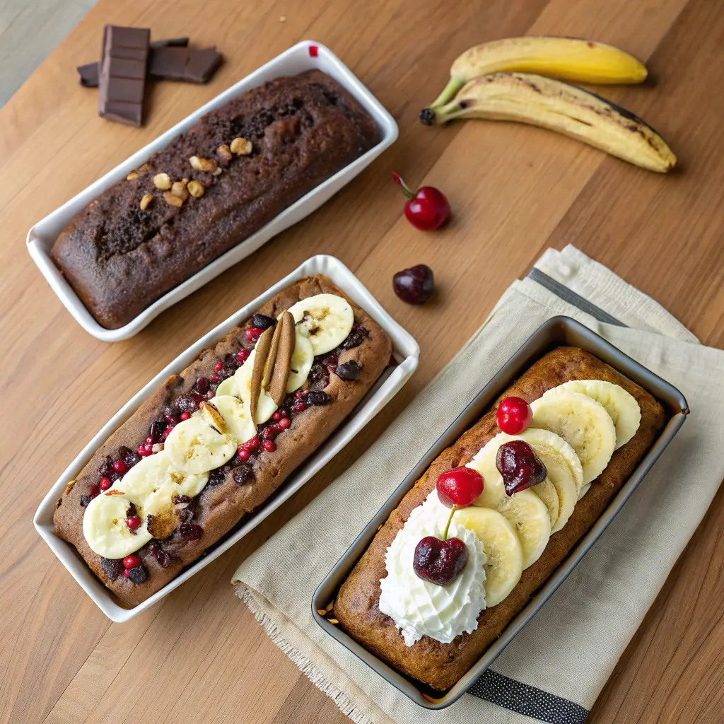Banana split bread variations