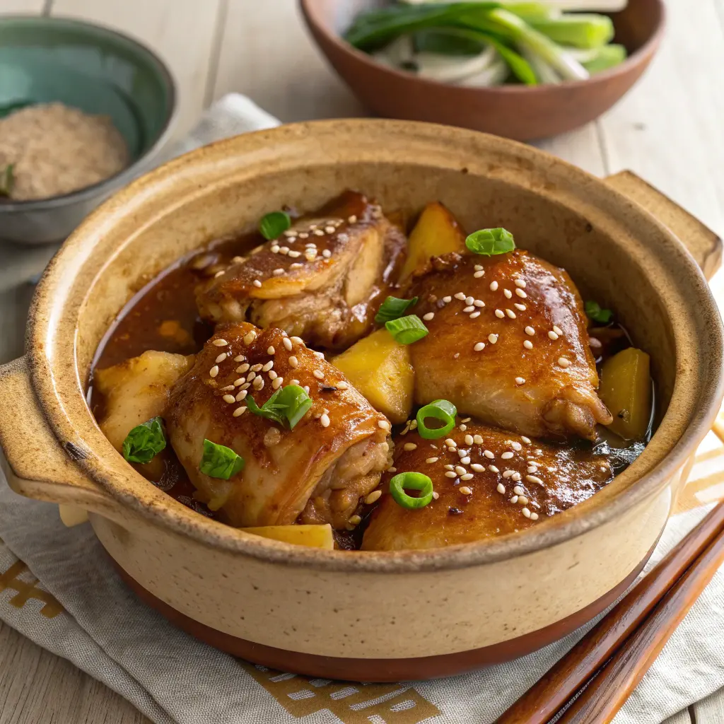 Sweet Hawaiian Crockpot Chicken in a rustic bowl