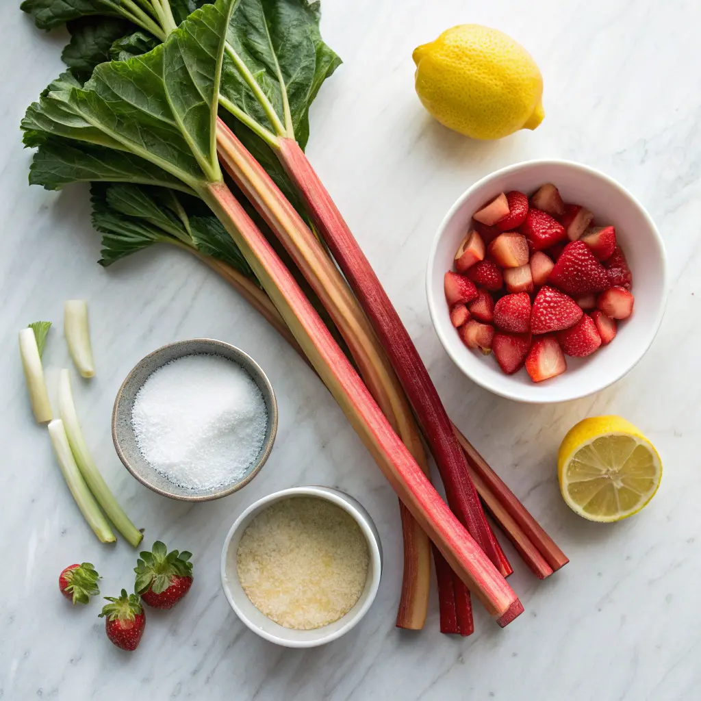 Ingredients for rhubarb jam