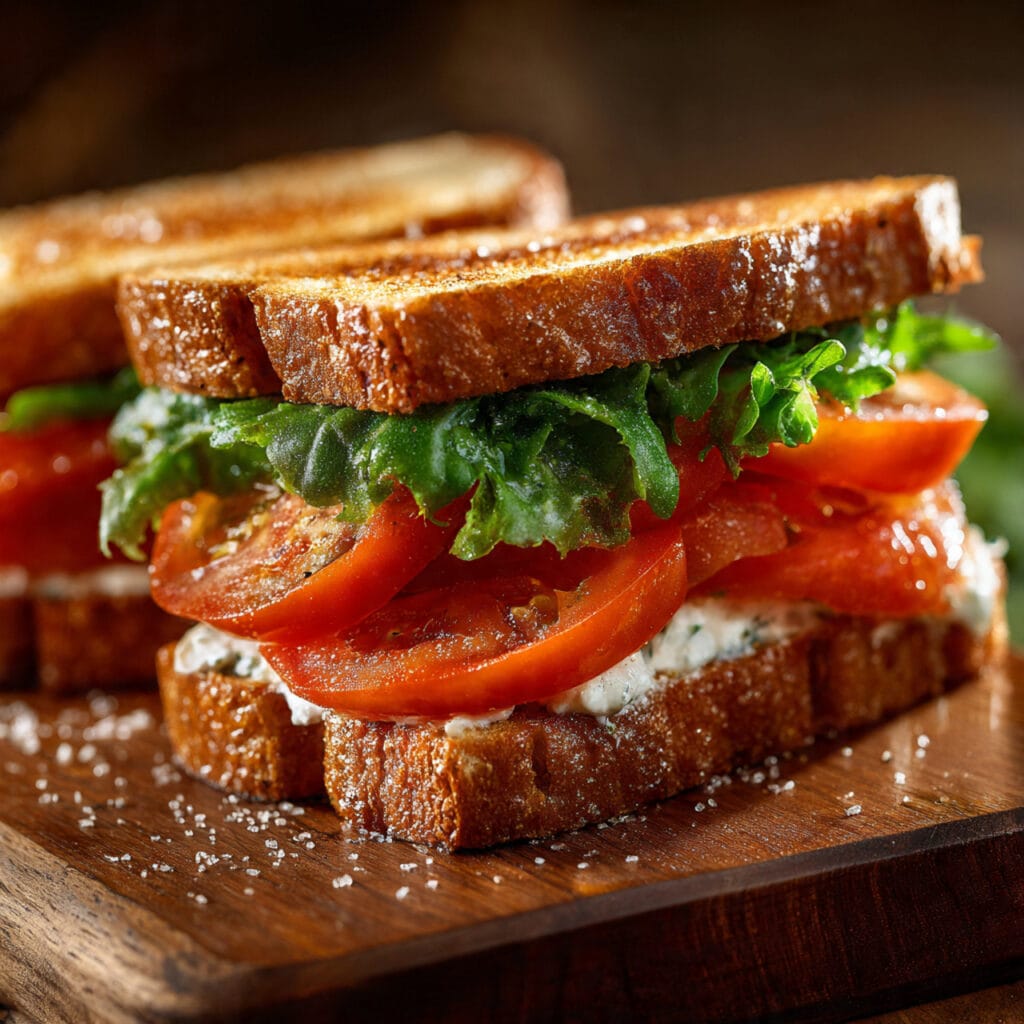 a fresh tomato sandwich made with thick slices of