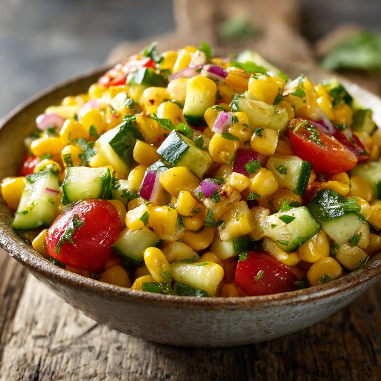 Perfect Corn Salad for Quick Weeknights 1 a hyper realistic food photography close up of a b