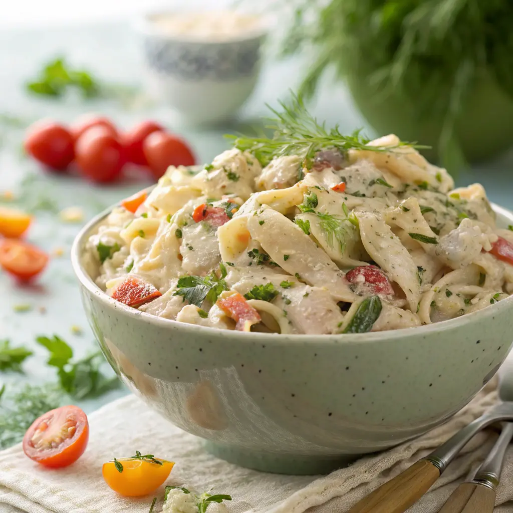 Chicken Pasta Salad Recipe: Quick & Flavorful Dish 4 chicken pasta salad served cold in a large bowl c