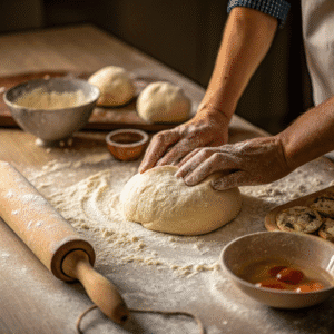 Mexican Sweet Buns the Whole Family Will Love 6 hands kneading soft dough on a floured surface sm