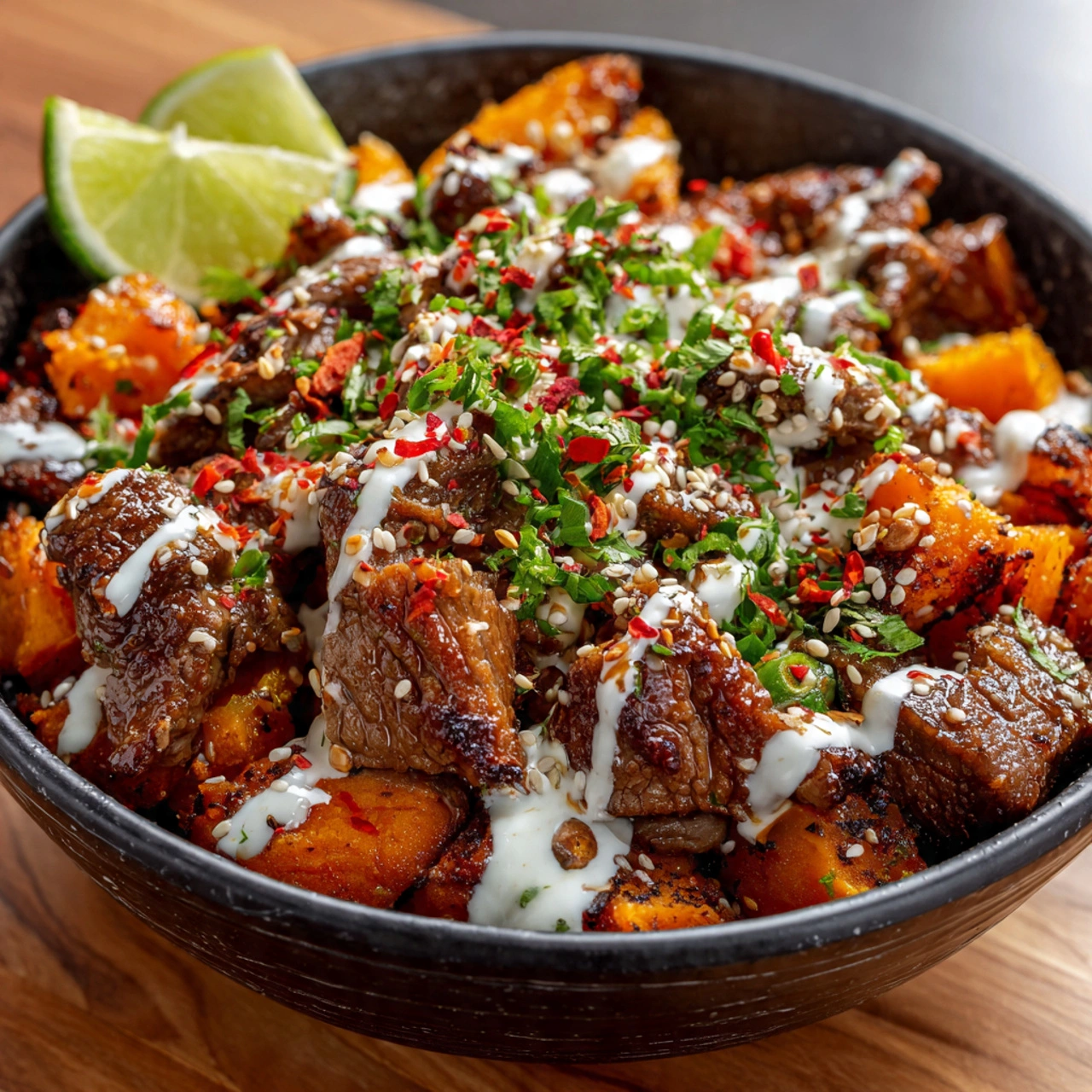 Hot Honey Sweet Potato Beef Bowl Recipe