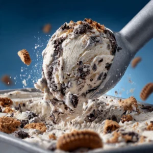 Cookies and Cream Ice Cream Recipe to Impress 7 ice cream scoop digging into cookies and cream ice