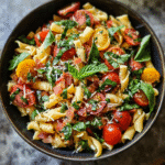 Bruschetta Pasta Salad with Fresh Tomatoes and Herb Dressing