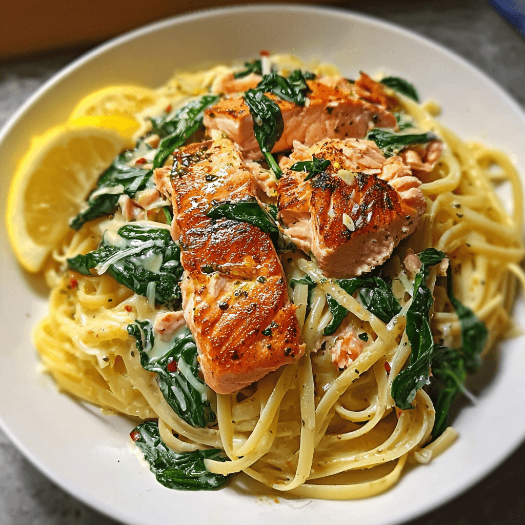 Salmon Spinach Pasta Recipe