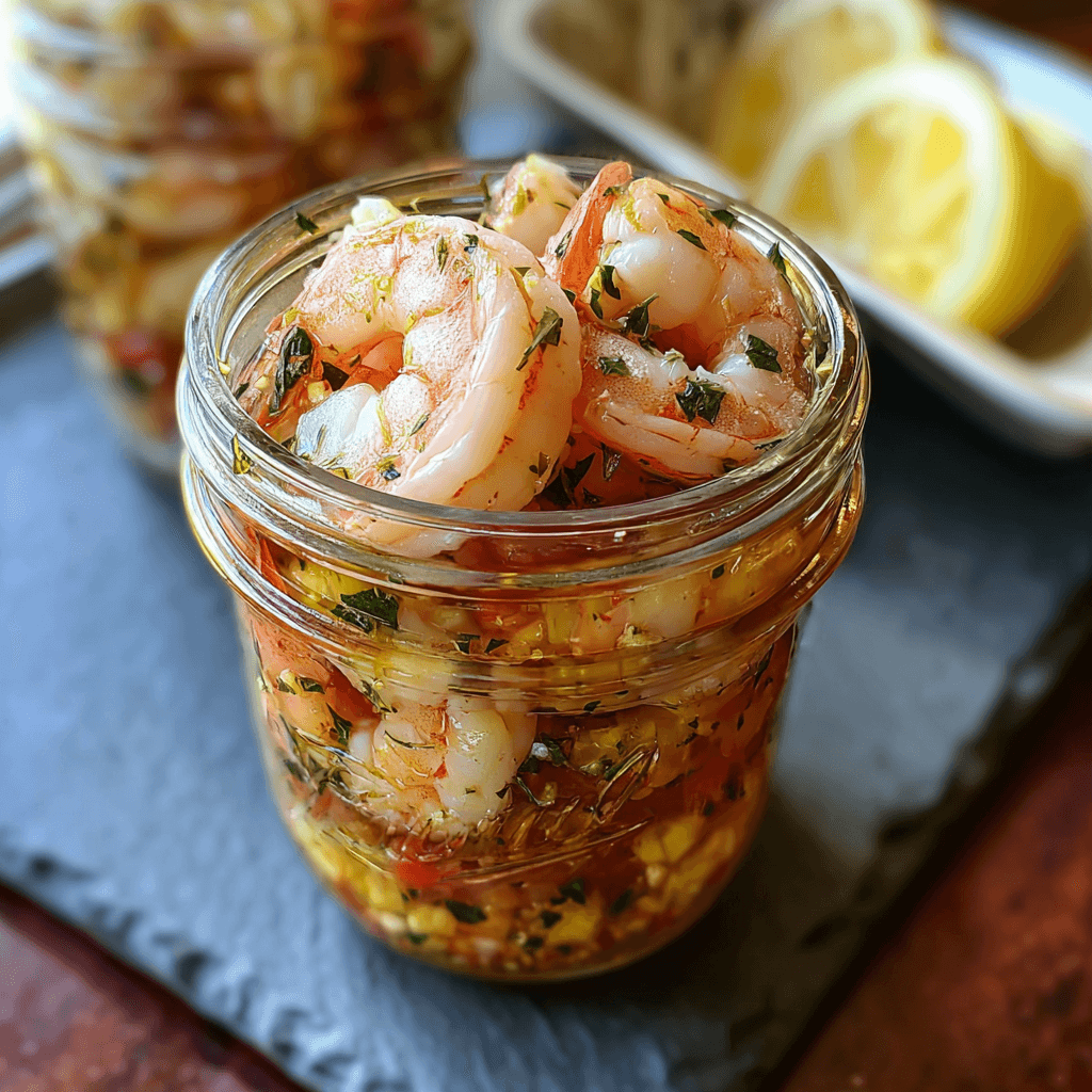 Louisiana Pickled Shrimp In a Jar
