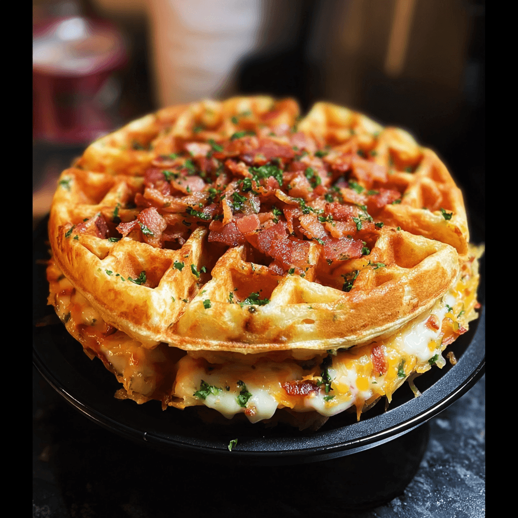 Bacon and Cheese Loaded Hashbrown Waffles Recipe
