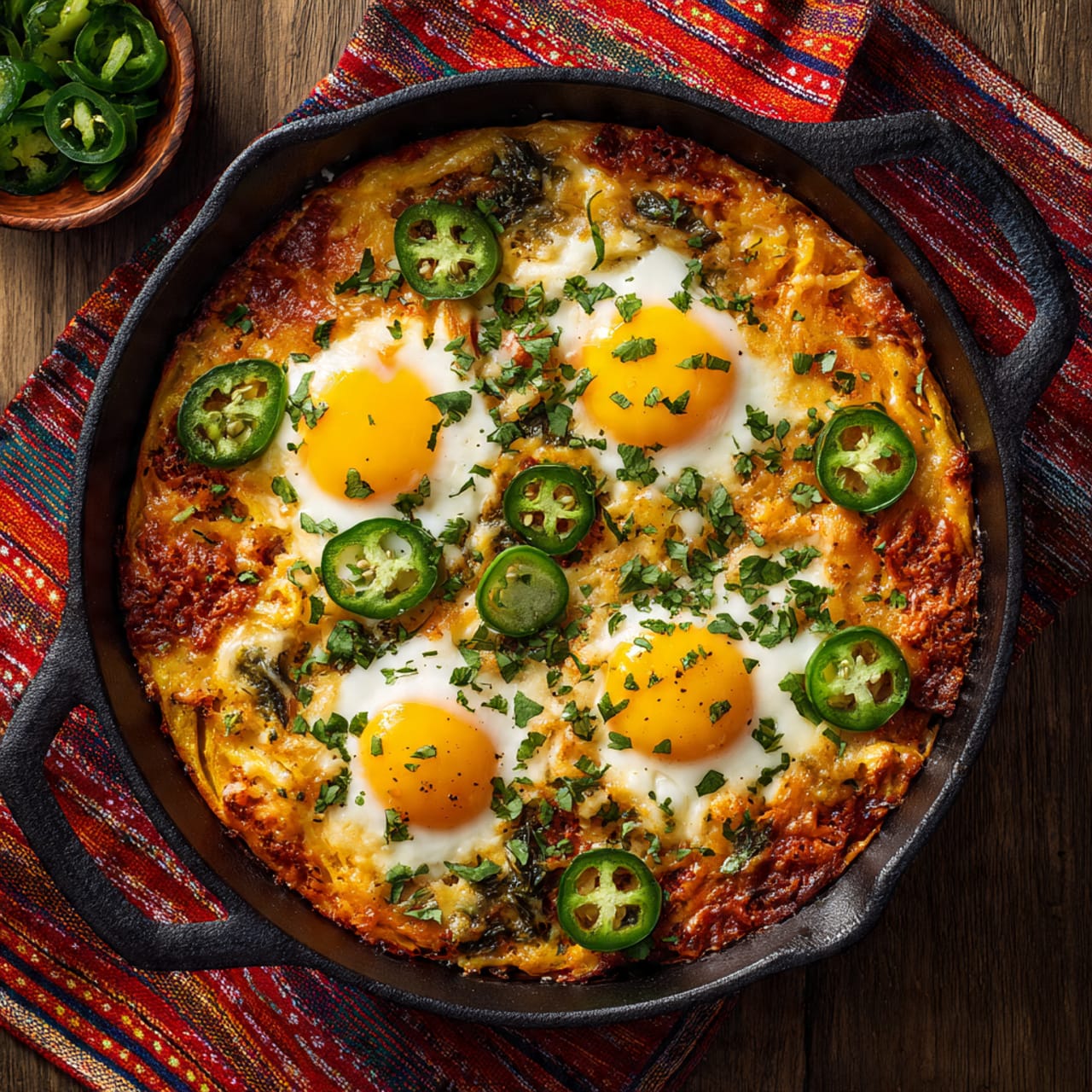 One-Pan Cheesy Chile Casserole with Chiles and Eggs