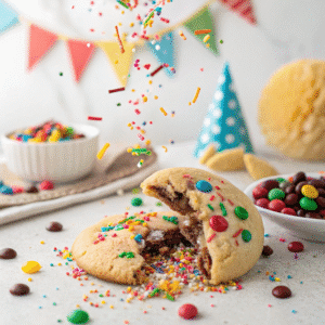 pinata cookie being cracked open with candy bursti