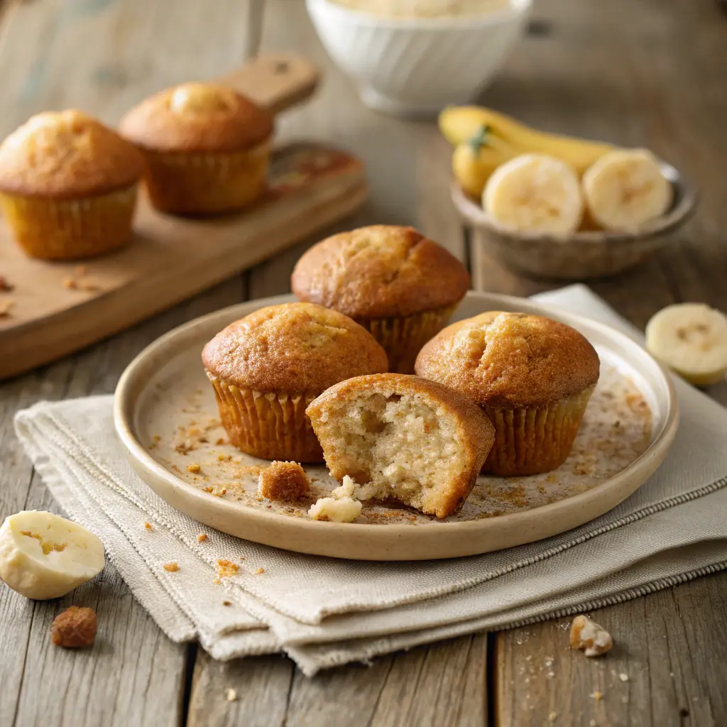 Mini banana muffins fresh and moist
