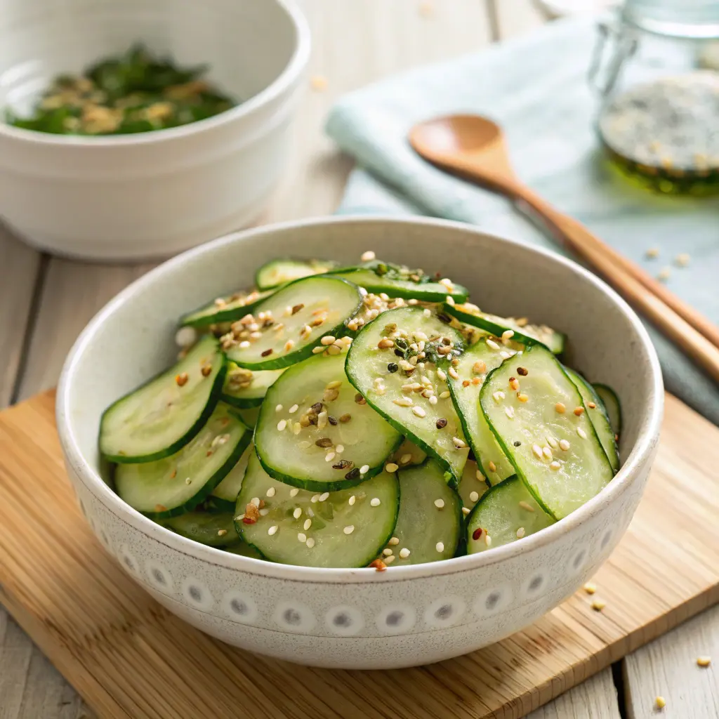 Japanese cucumber salad served in a bowl