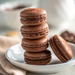 Close-up of chocolate macarons
