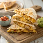 Crispy chicken quesadilla with melted cheese