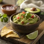 Authentic Mexican guacamole in bowl