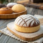 Mexican sweet buns conchas close up