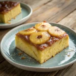 Best Pineapple Cake on plate with pineapple slices