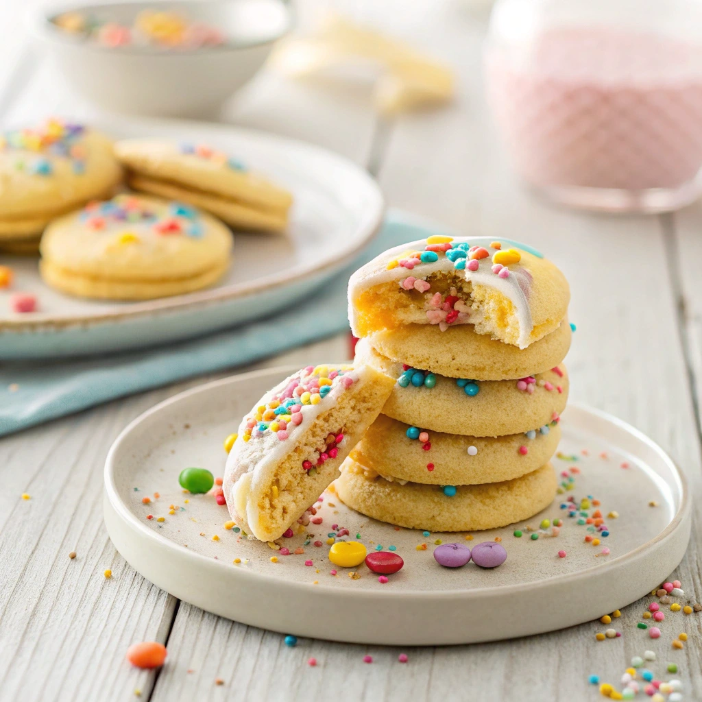 Piñata cookies with candy filling