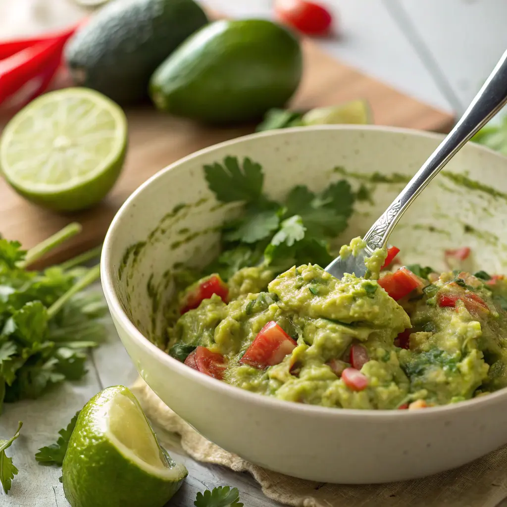 Mixing Mexican guacamole
