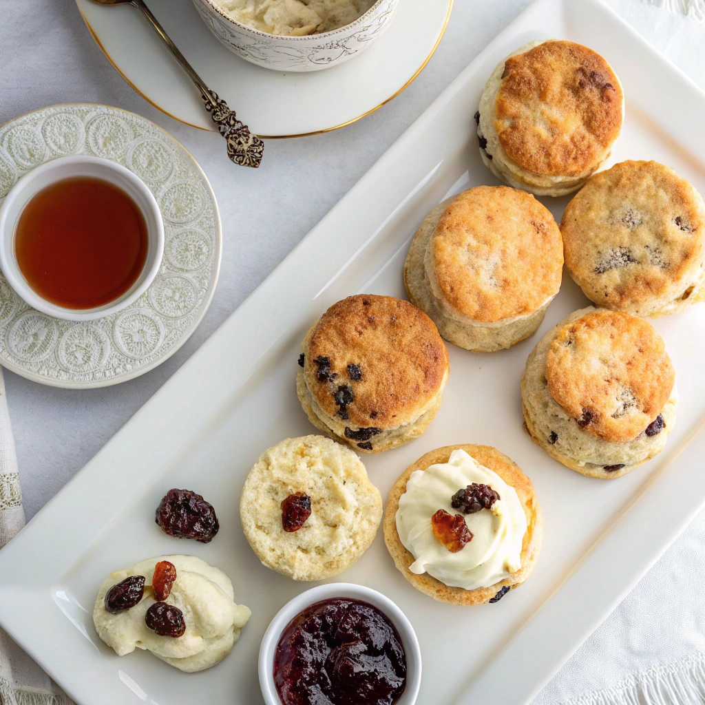 English scones variations with jam and cream