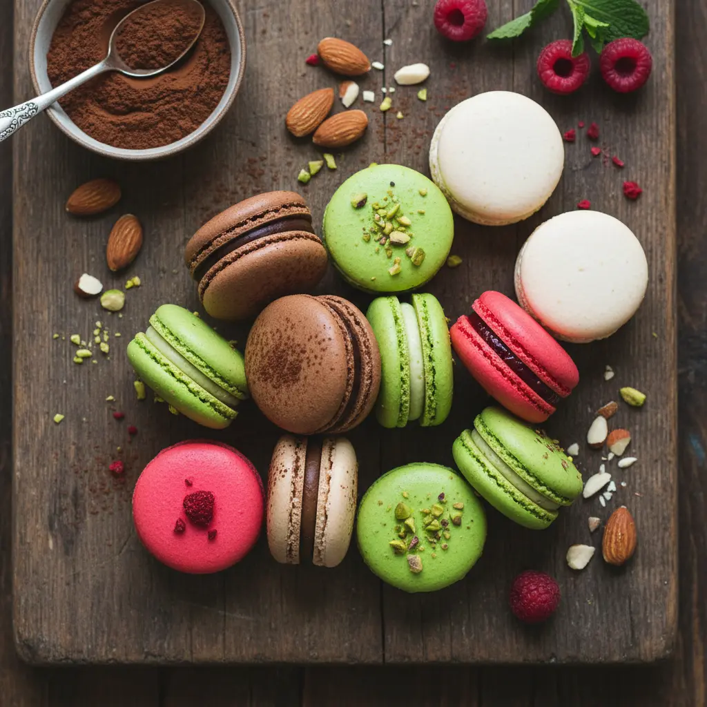 Four macarons flavors