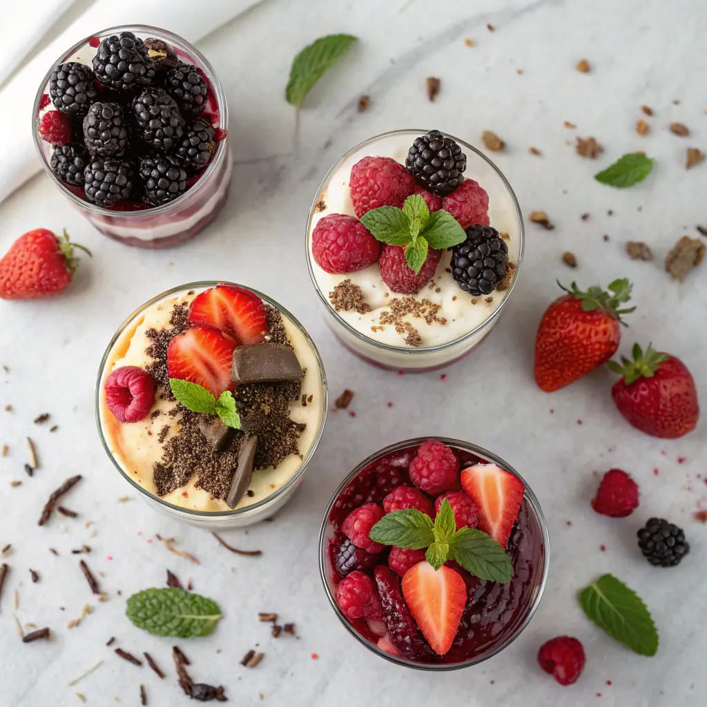 Berry trifle variations with different fruits