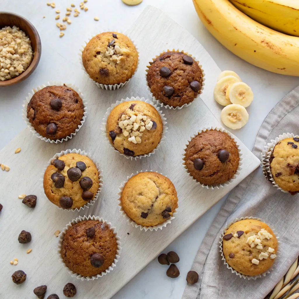 Mini banana muffins variations