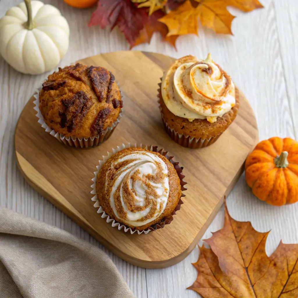 Variations of pumpkin swirl muffins