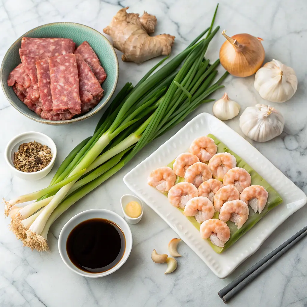 Homemade Wonton Soup: Delicious & Family-Friendly 10 Fresh wonton soup ingredients laid out