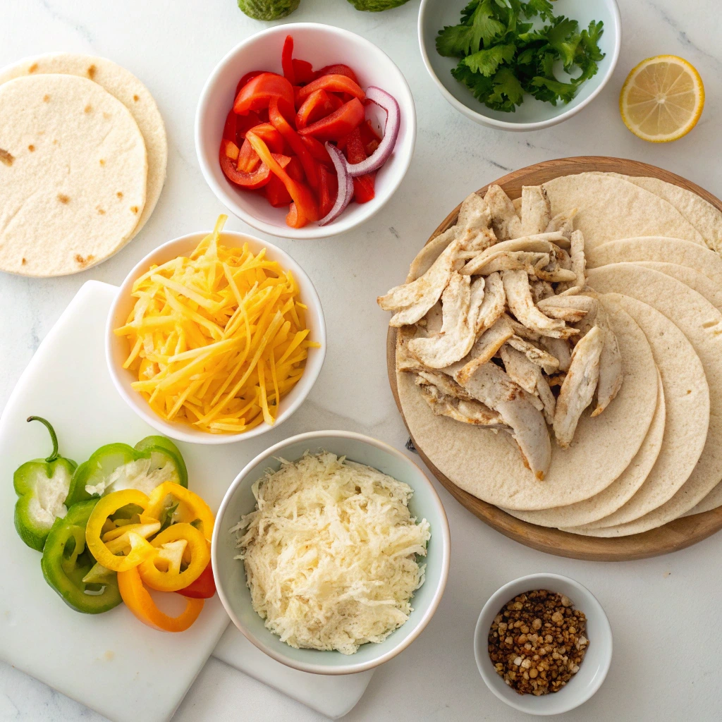 Ingredients for chicken quesadilla