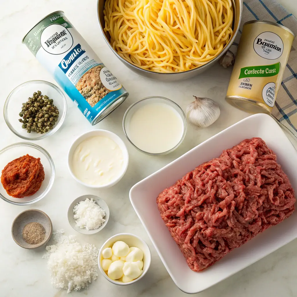 Ingredients for hamburger supreme casserole