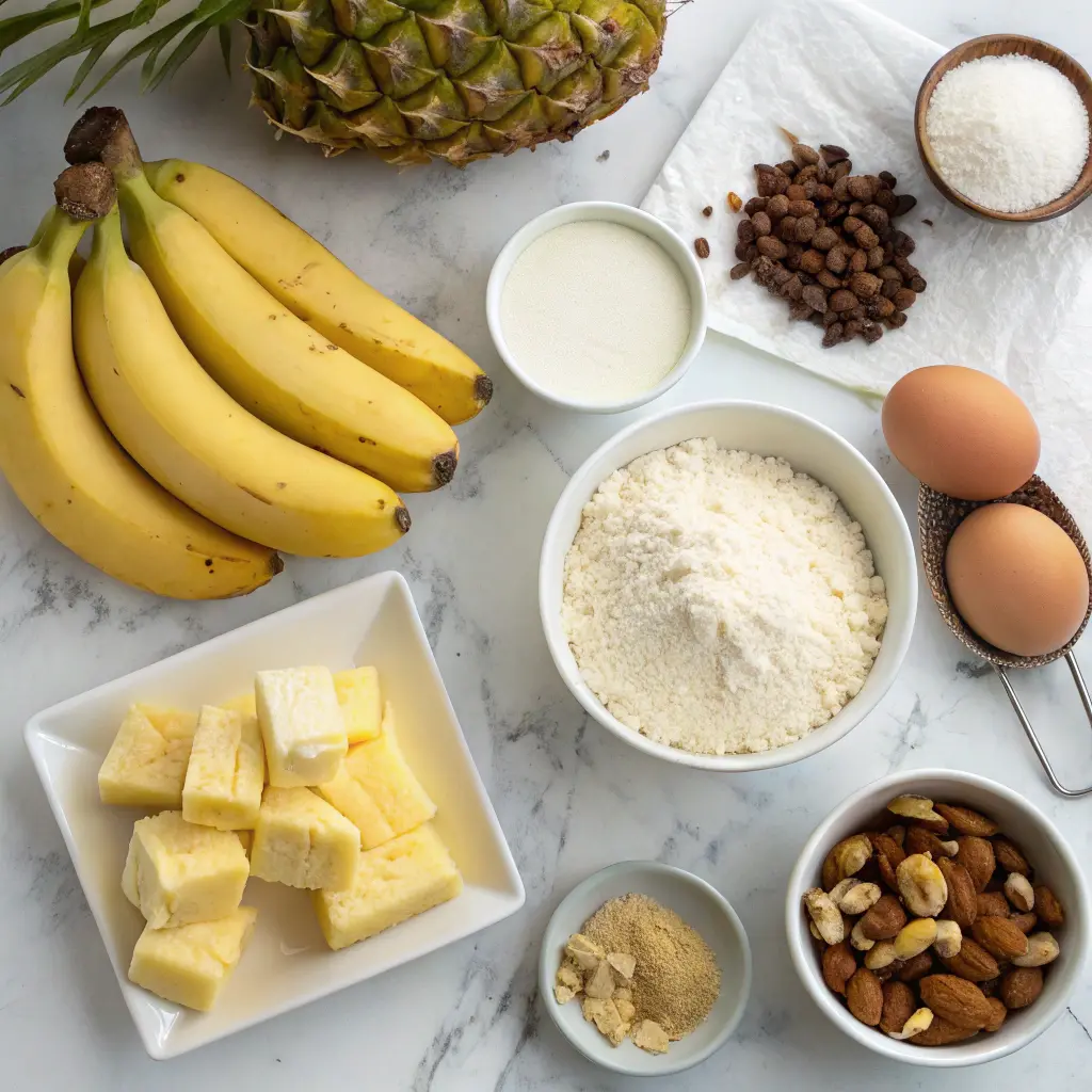 Ingredients for hawaiian banana bread