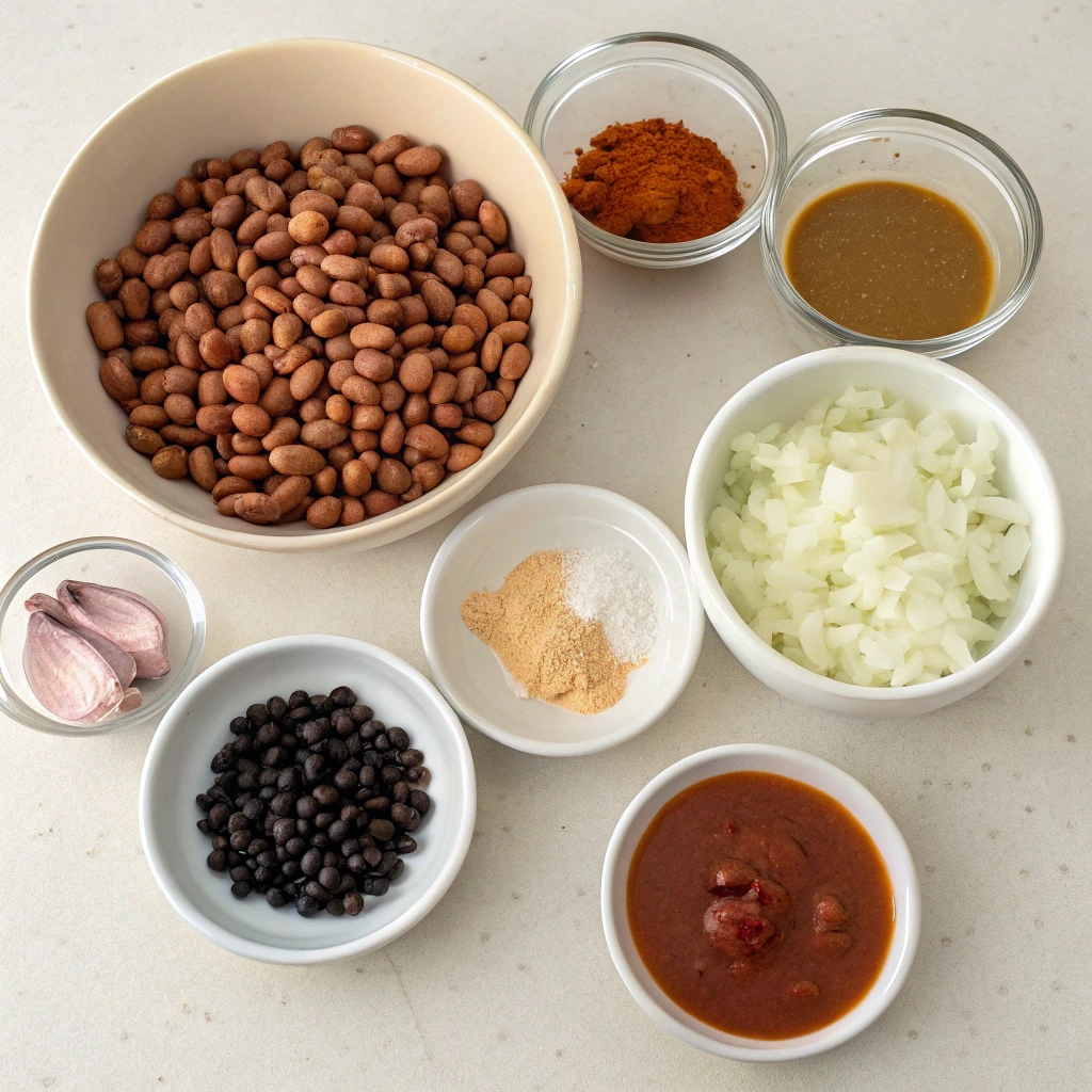 Ingredients for homemade refried beans