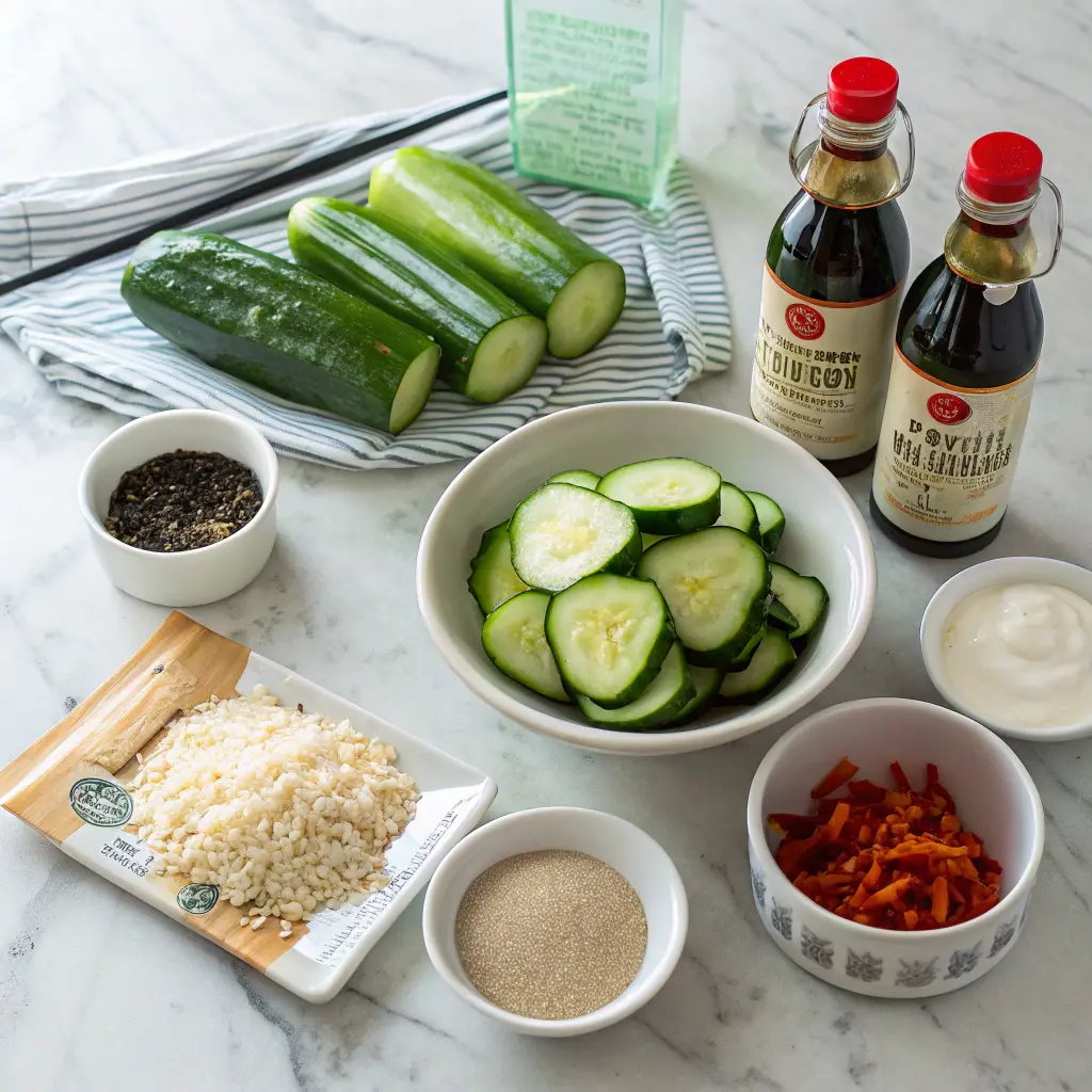 Ingredients for Japanese cucumber salad