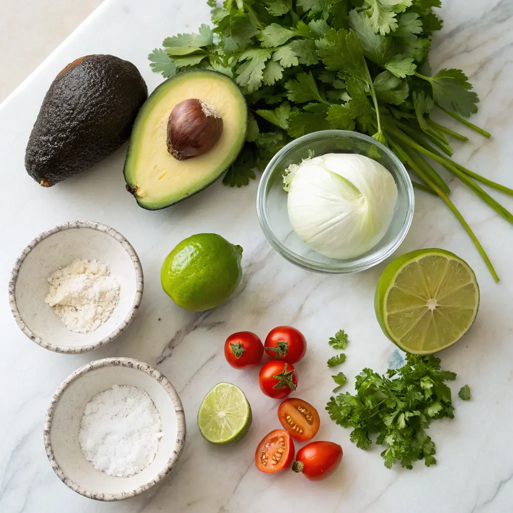 Ingredients for Mexican guacamole