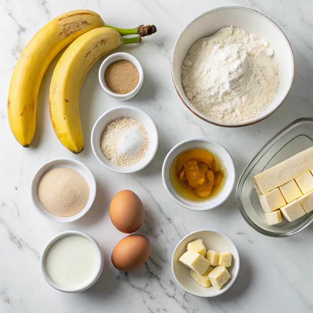 Ingredients for mini banana muffins