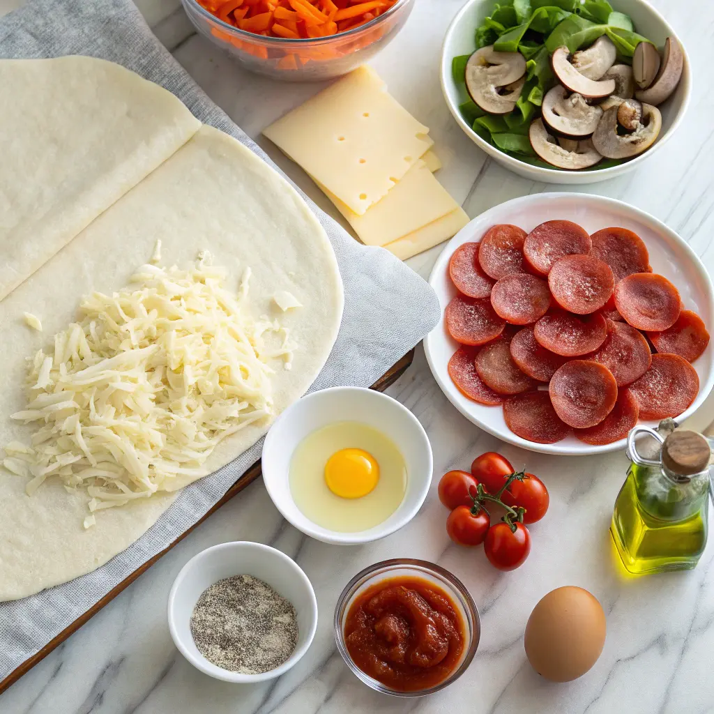 Pizza Wheels Chips: Crispy, Cheesy, Easy Recipe 10 Ingredients for pizza wheels laid out