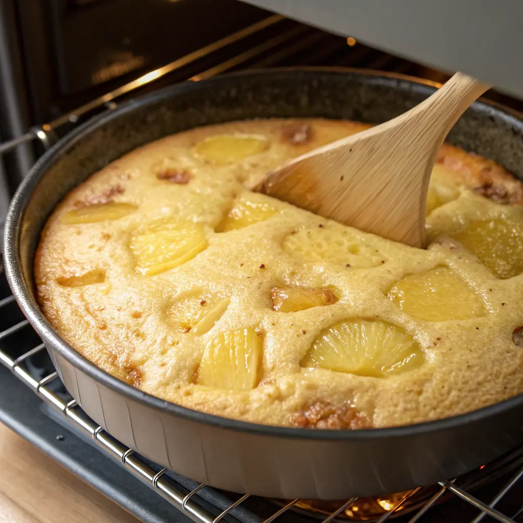 Baking Best Pineapple Cake in oven