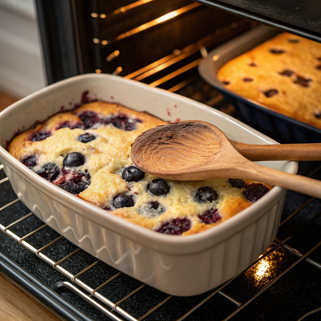 Healthy Blueberry Cottage Cheese Breakfast Bake Made Simple 11 Cooking blueberry cottage cheese breakfast bake in oven