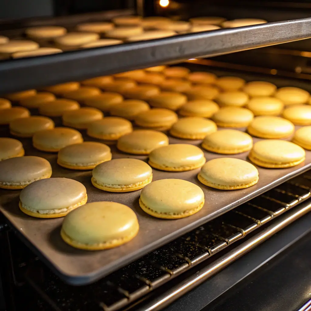 Macarons in oven